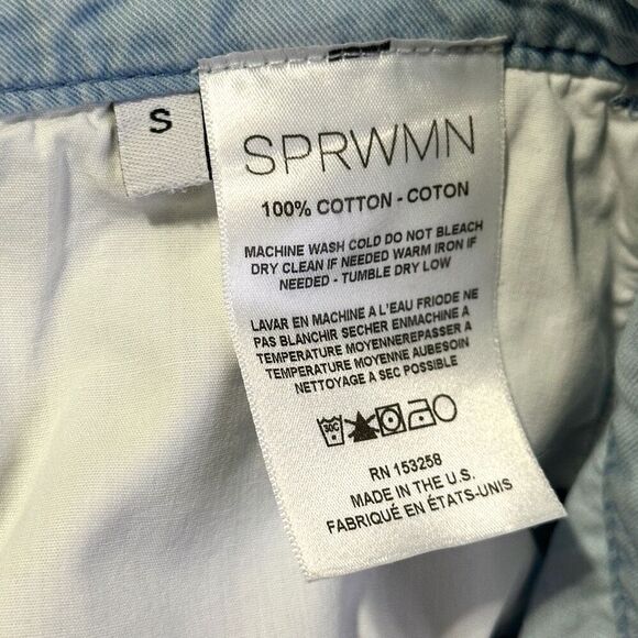 SPRWMN Light Blue Chambray Wide Leg Pants S Boho Lightweight High Waist Casual - Picture 11 of 12